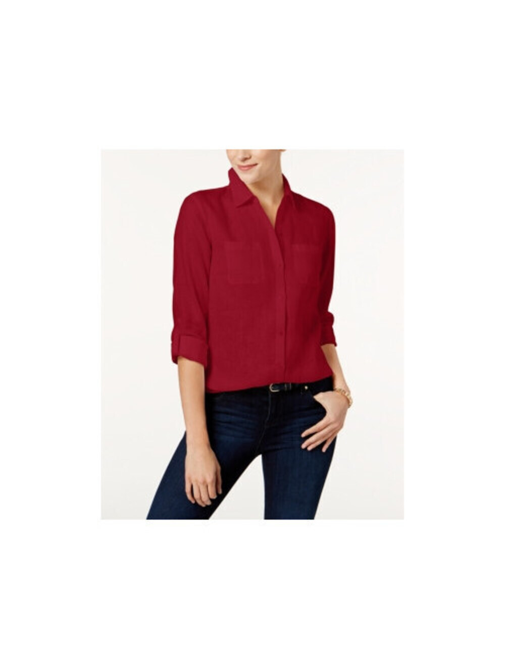 Charter Club Womens Linen Utility Shirt Size XXL